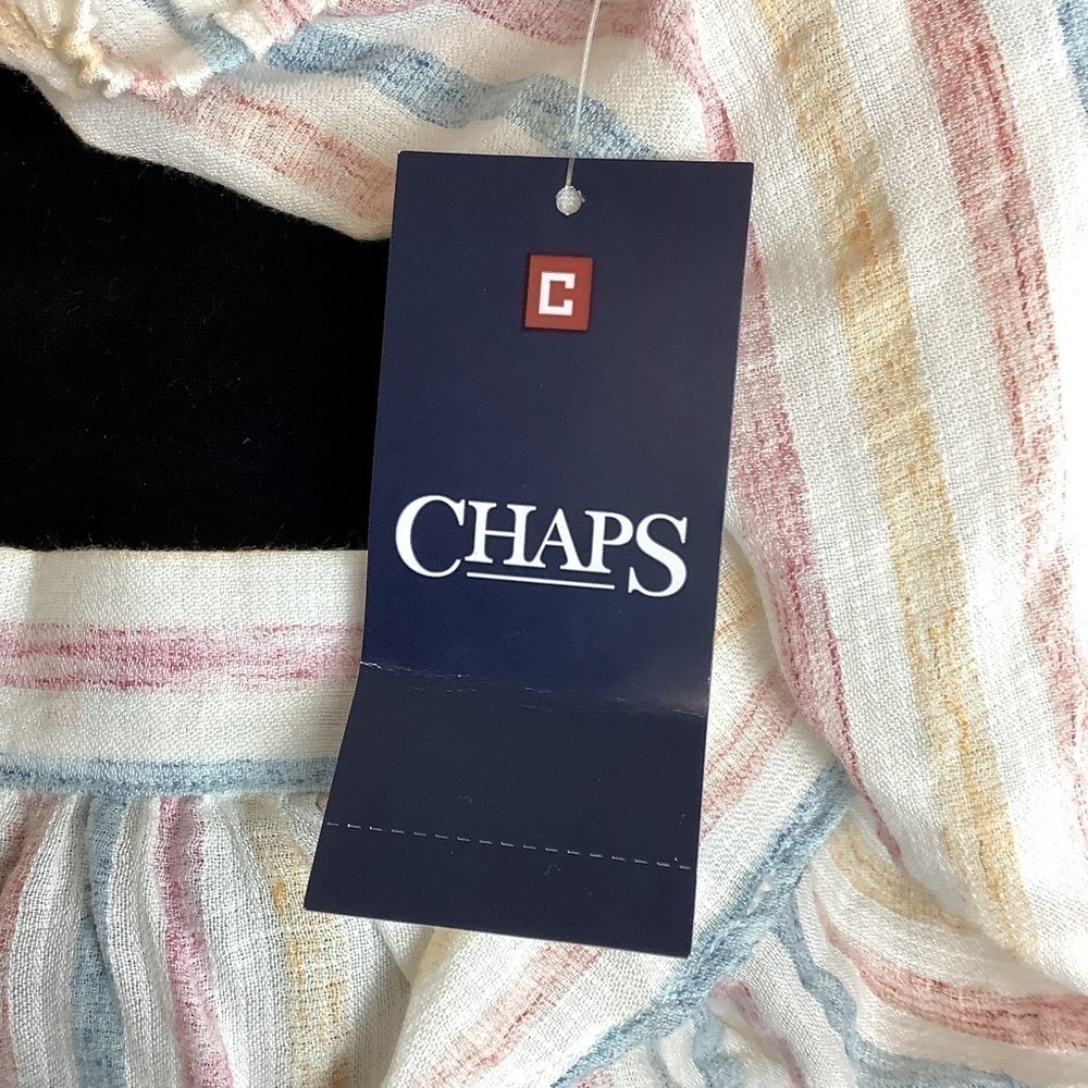 CHAPS STRIPED RUFFLES BLOUSE - Picture 6 of 9